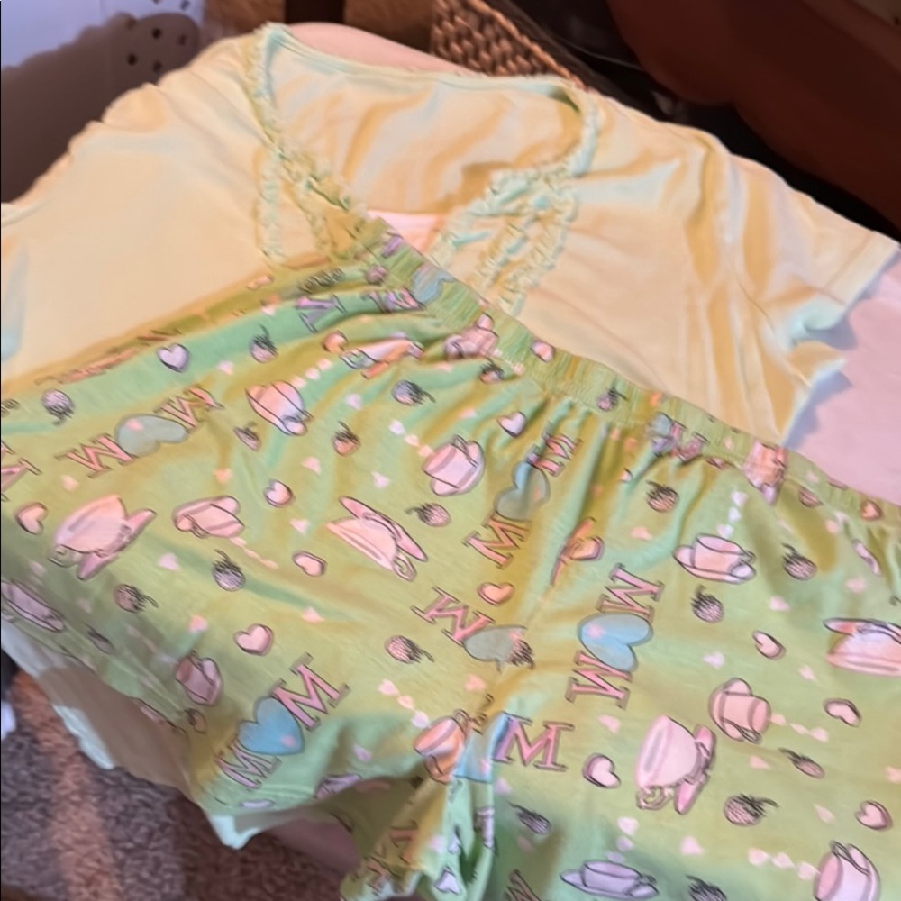 Cute Yellow and Green Pajama Set